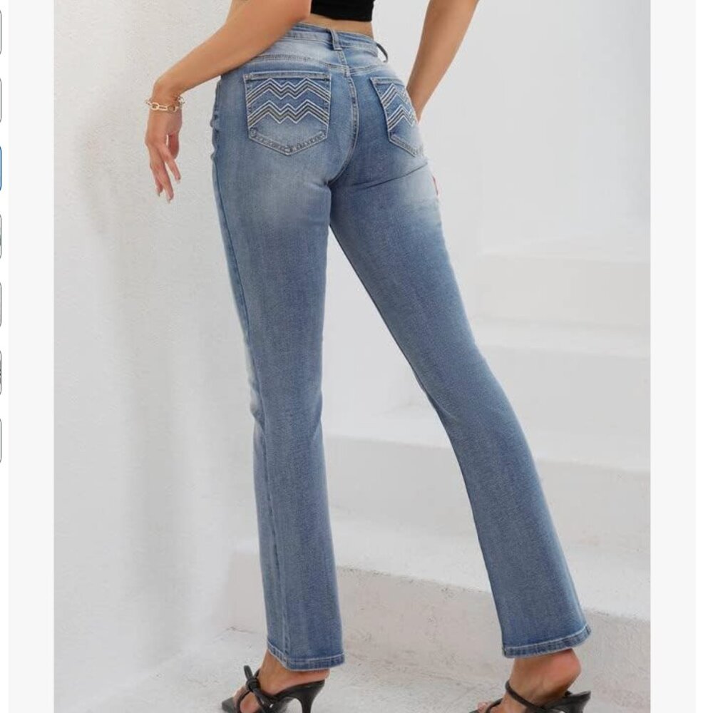 Women's Mid Rise Stretchy Boot Cut Jeans